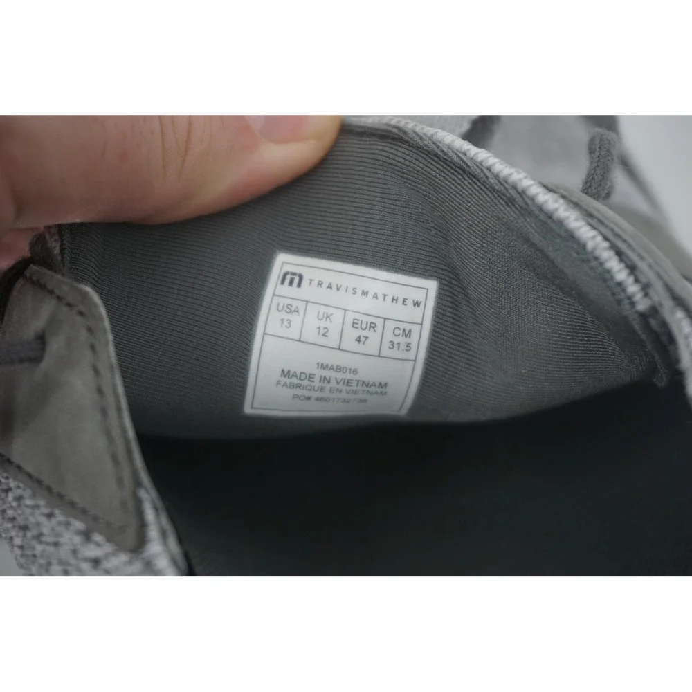 TravisMathew The Modern One Shoes Gray Knit Lace Up Men's Size 13